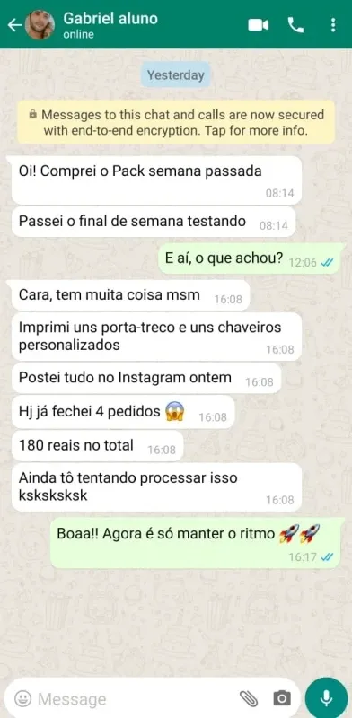 Depoimento de aluno sobre o Mega Pack de impressão 3D